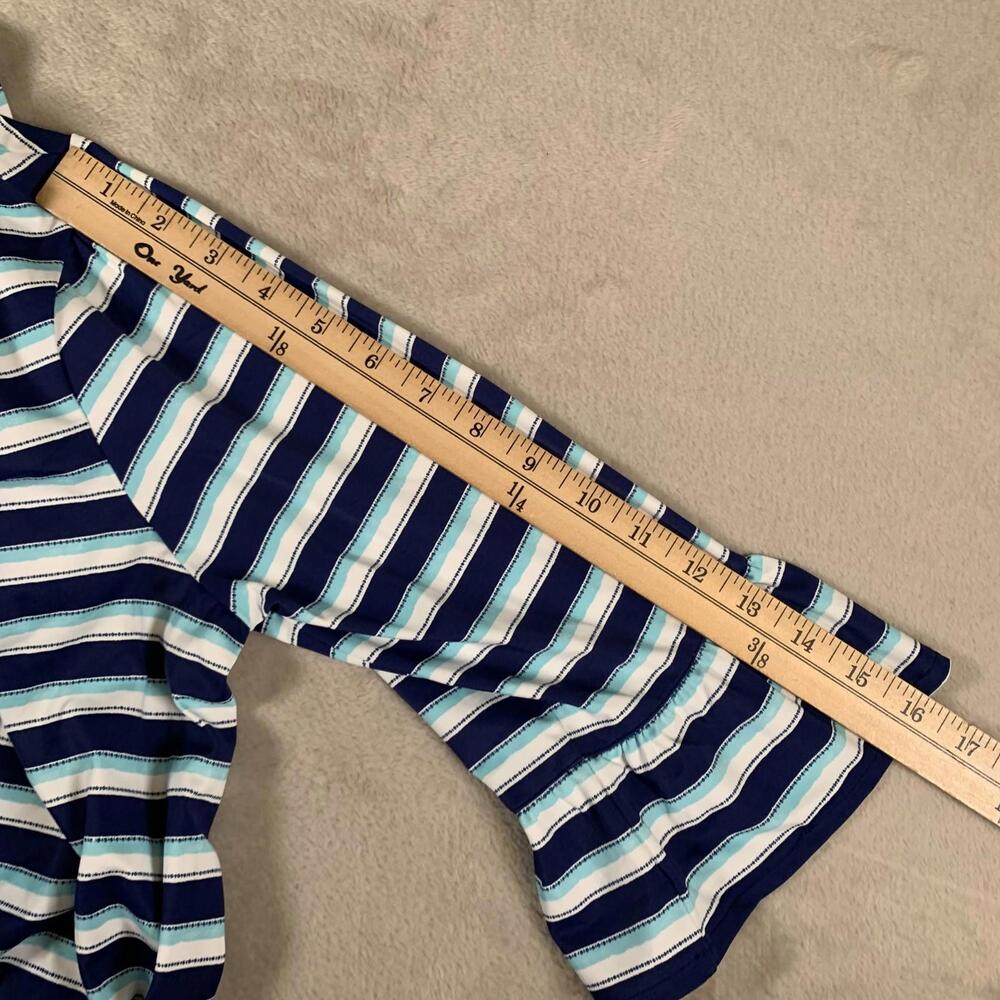Cabana Life Romper Womens Large Blue White Striped Delray UPF 50+ Ruffle Sleeve‎ - Picture 7 of 10